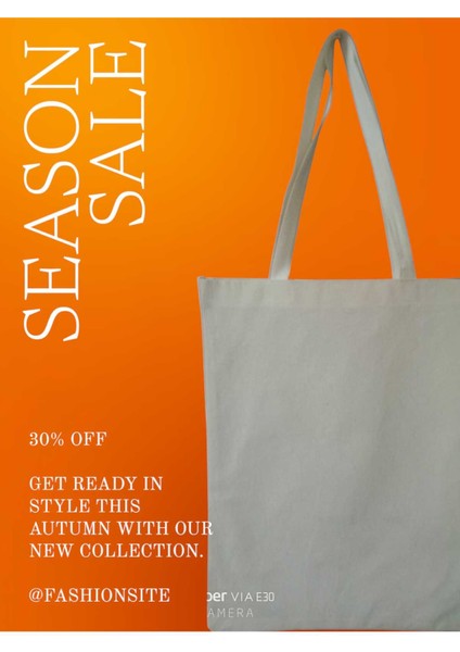 50X55 cm Uzun Saplı Pamuklu Kanvas Bez Çanta - Ekolojik ve Dayanıklı Alışveriş Çantası