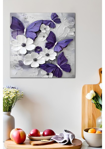 3D Görünümlü Temperli Cam Tablo – Mor Kelebek ve Çiçek Teması Uv Baskı 33X33 CM-CTK031 indirimleri