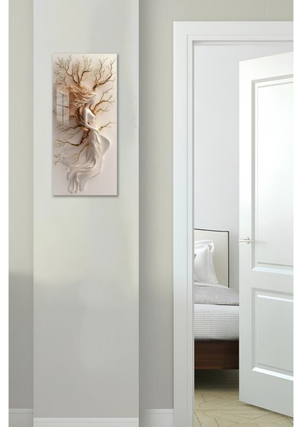 Doğa ile Bütünleşen Kadın Figürü Temalı Temperli Cam Dik Tablo 30X60 cm Ebadında Uv Baskı - DCT095 modelleri