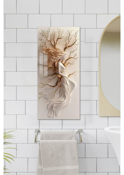 Doğa ile Bütünleşen Kadın Figürü Temalı Temperli Cam Dik Tablo 30X60 cm Ebadında Uv Baskı - DCT095 fırsatları