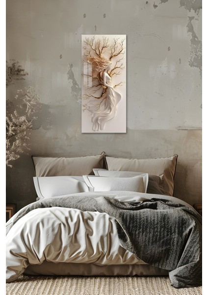 Doğa ile Bütünleşen Kadın Figürü Temalı Temperli Cam Dik Tablo 30X60 cm Ebadında Uv Baskı - DCT095 indirimleri