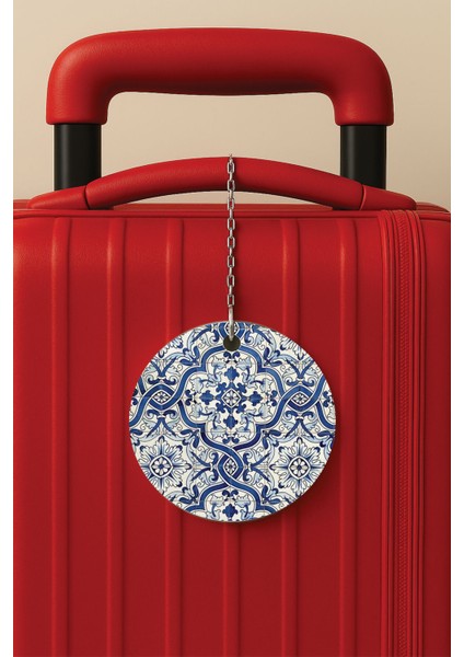 Desenli Baskılı Pleksi Zincir Aparatlı Bavul Etiketi Valiz Etiketi Saray Avlusu