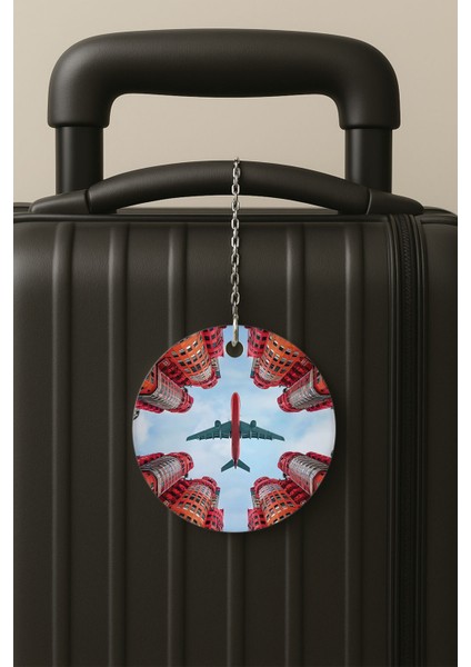 Flyplane Desenli Uv Baskılı Pleksi Bavul Etiketi Seyahat Tatil Valiz Etiketi