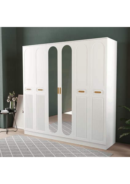 Pera 6 Kapaklı Eko Gardırop - Mdf Kapak
