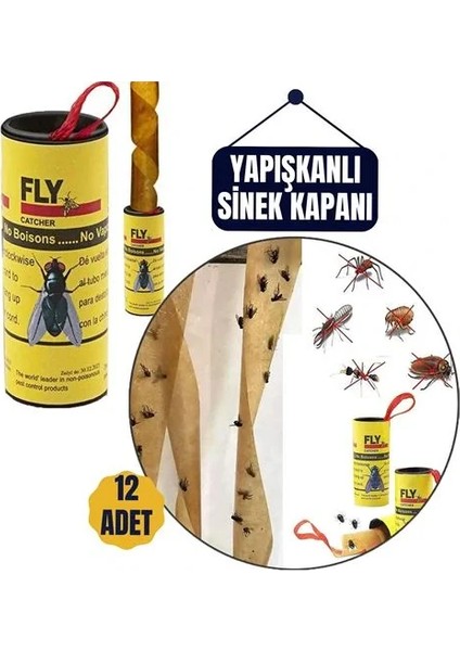 12 Adet Yapışkanlı Sinek Kapanı 74 cm fiyatları