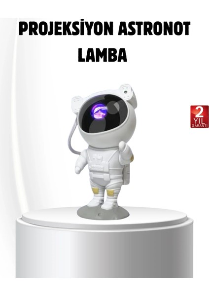 Bluetooth Müzikli Astronot Projeksiyon Lambası Yıldız ve Ay Efektli