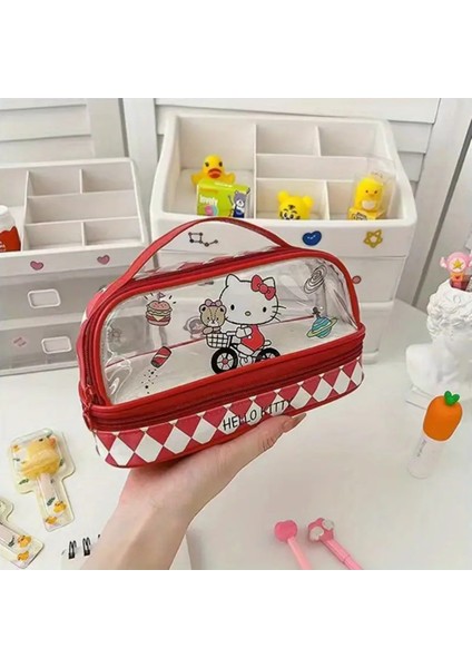 Çocuk Kalem Kutusu Hello Kitty Figürlü Iki Bölmeli Şeffaf Bölümlü fiyatları