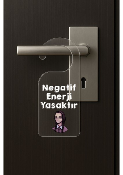 Baskılı Otel Oda Ev Daire Yatak Çocuk Odası Için Desenli Kapı Kolu Askısı Negatif