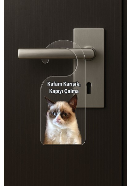 Baskılı Otel Oda Ev Daire Yatak Çocuk Odası Için Desenli Kapı Kolu Askısı Kafam Karışık