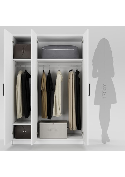 3 Kapaklı Elbise Dolabı 180X120X55CM 02102501