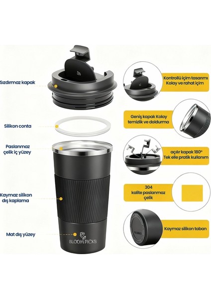 380 mL Şık Tasarım Çift Katmanlı Paslanmaz Çelik Termos Bardak Sızdırmaz Sıcak-Soğuk Araç Uyumu indirimleri