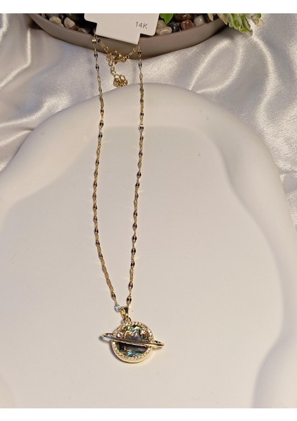 14 K Kaplama Gezegen Figürlü Çelik Kolye modelleri