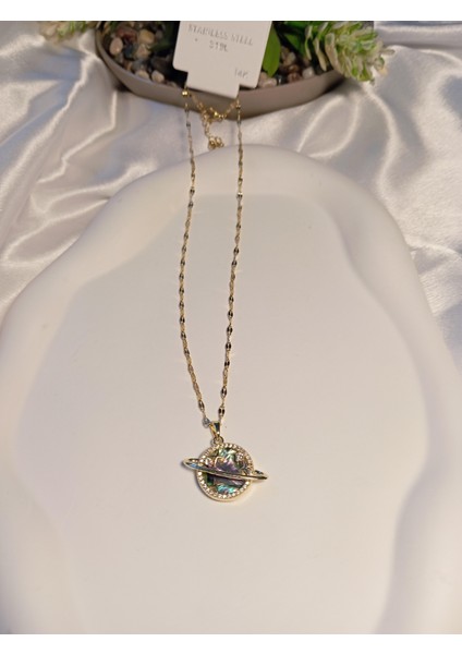 14 K Kaplama Gezegen Figürlü Çelik Kolye fırsatları