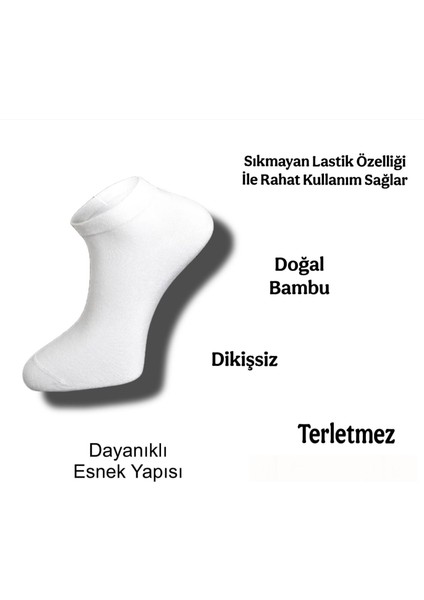 Bambu Erkek Çorap Gri Dikişsiz Yarım Konç 6'lı Paket