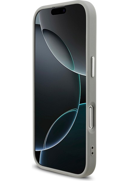 iPhone 17 Uyumlu Kılıf Guess Lisanslı M-Safeli Metal Kamera Çerçeveli Üçgen Logolu Glitter Kapak Gri indirimleri