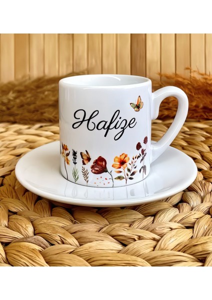 Gün Batımı Çiçekleri Temalı Kişiye Özel Isimli Türk Kahvesi Fincanı – Porselen 90 ml fiyatları