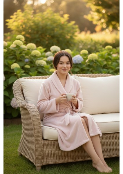 Lumor Şal Yaka Wellsoft Peluş Yumuşak Sabahlık | Pudra L/xl modelleri