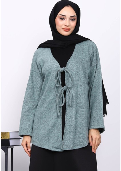 Yeşil Ön Bağlamalı Yumoş Kimono