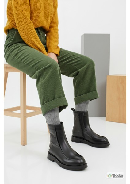 Mammimia Kadın Düz Taban Klasik Tarz Ortopedik Hakiki Deri Günlük Bot M26/KB8150