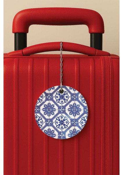 Desenli Baskılı Pleksi Zincir Aparatlı Bavul Etiketi Valiz Etiketi Ottoman