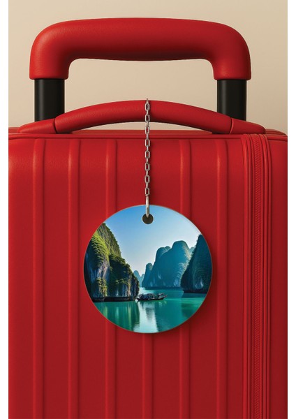 Desenli Baskılı Pleksi Zincir Aparatlı Bavul Etiketi Valiz Etiketi Mai-Thon