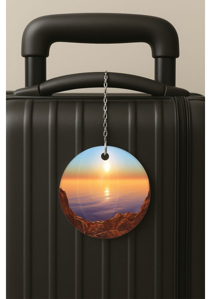 Deniz Manzara Desenli Uv Baskılı Pleksi Bavul Etiketi Seyahat Tatil Valiz Etiketi