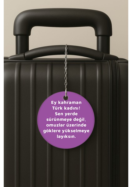 Türk Kadını Desenli Uv Baskılı Pleksi Bavul Etiketi Seyahat Tatil Valiz Etiketi