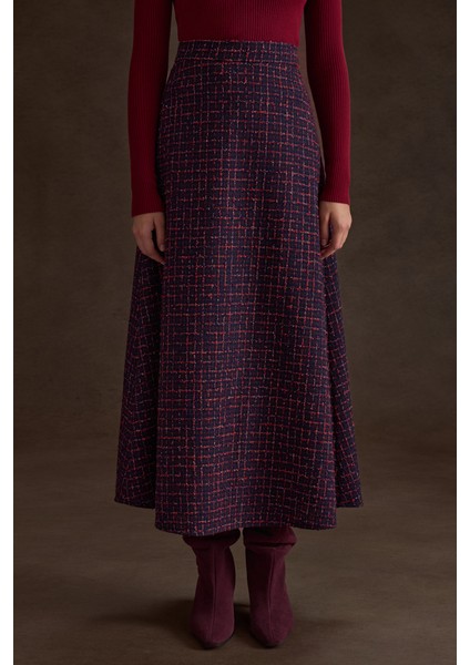 Ekose Tweed Kumaş Evaze Etek fiyatları