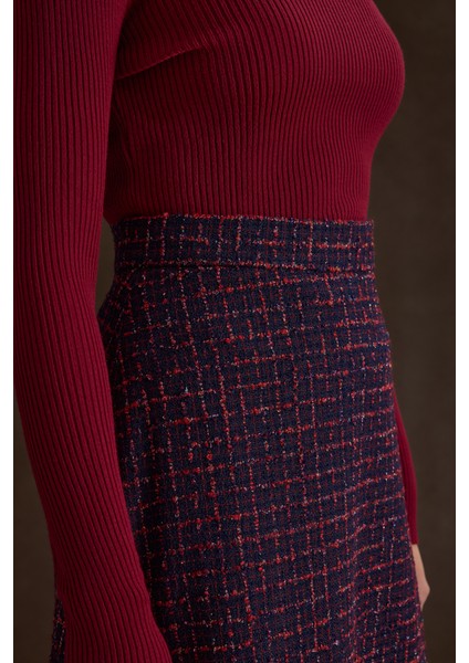 Ekose Tweed Kumaş Evaze Etek fırsatları