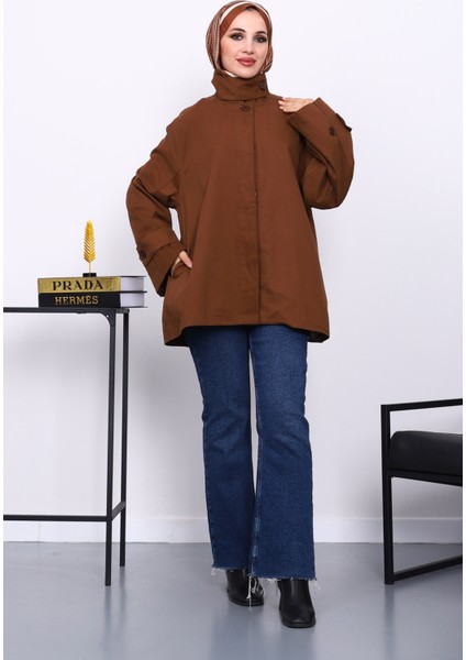 Kahverengi Düğmeli Astarlı Gabardin Ceket fiyatları