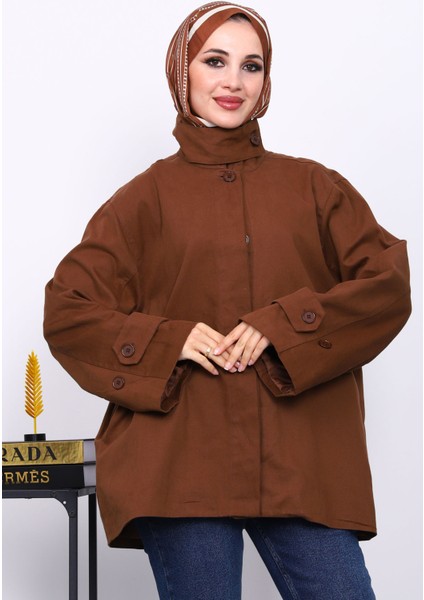 Kahverengi Düğmeli Astarlı Gabardin Ceket modelleri