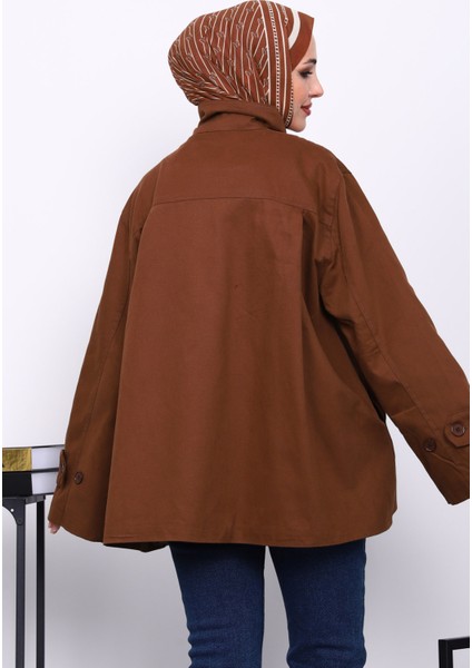 Kahverengi Düğmeli Astarlı Gabardin Ceket fırsatları