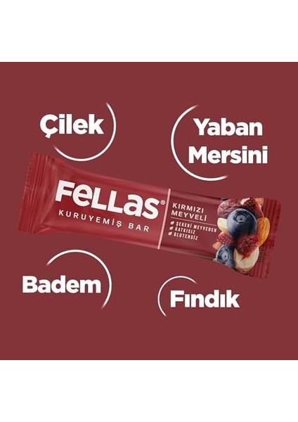 Fellas Kırmızı Meyveli Kuruyemiş Bar 30 gr x 12 Adet fiyatları