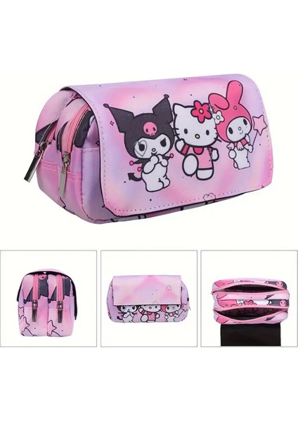 Çocuk Kalem Kutusu Kuromi Hello Kitty My Melody Figürlü Çift Bölmeli K7119
