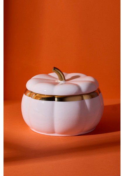 Kabak Porselen Xl Kapaklı Saklama Kabı 16.5x8 cm