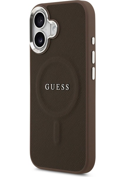 iPhone 17 Uyumlu Kılıf Guess Lisanslı M-Safe Özellikli Klasik Yazı Logolu Pu Deri Kapak Kahverengi fiyatları