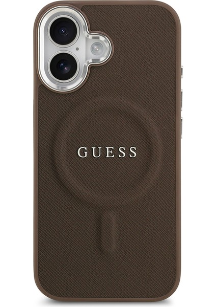 iPhone 17 Uyumlu Kılıf Guess Lisanslı M-Safe Özellikli Klasik Yazı Logolu Pu Deri Kapak Kahverengi modelleri
