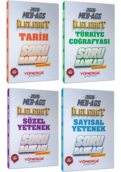 Yönerge 2026 Meb-Ags Tarih + Coğrafya + Sözel + Sayısal Yetenek Ilelebet Soru Bankası 4 Lü Set Yönerge Yayınları