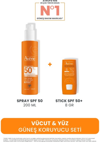 Vücut & Yüz Güneş Koruyucu Seti (Spray Spf 50 200 ml + Stick Spf 50+ 8 Gr)