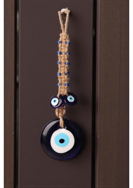 Lüks Makrome Hasır Işlemeli Büyük Nazar Boncuğu Duvar ve Kapı Süsü Dekoratif Ev Ofis Hediyesi Mdl: 3