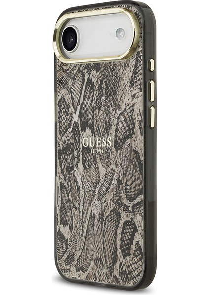 iPhone 17 Air Uyumlu Kılıf Guess Lisanslı M-Safeli Yazı Logolu Python Desenli Kapak Kahverengi fiyatları