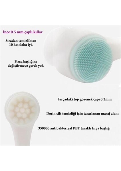 2li Set Çift Taraflı Cilt Temizleme Fırçası ve Yeşim Taşı Çift Taraflı Cilt Masaj Aleti fiyatları