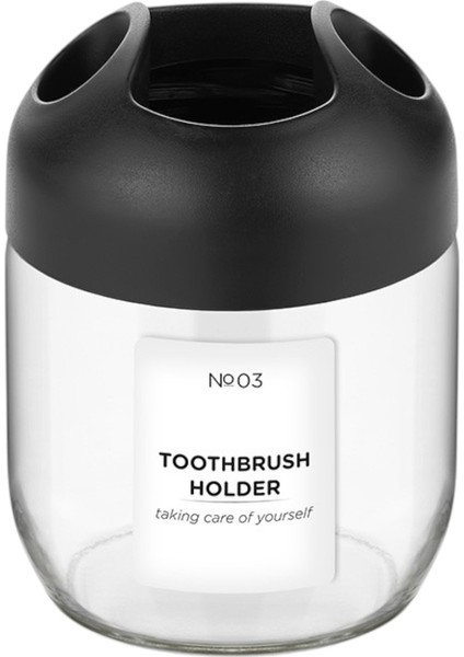 Cam Diş Fırçalık Modern Banyo Diş Fırçalık Şık Cam Gövde 3 Bölmeli Şeffaf Cam Diş Fırçalık Organizer fiyatları