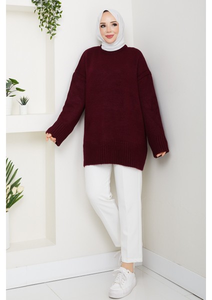 Kadın Bisiklet Yaka Oversize Triko Kazak -PMK485 fiyatları