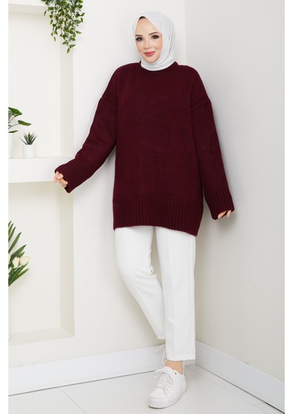 Kadın Bisiklet Yaka Oversize Triko Kazak -PMK485 modelleri