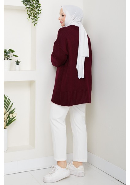 Kadın Bisiklet Yaka Oversize Triko Kazak -PMK485 fırsatları