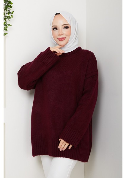 Kadın Bisiklet Yaka Oversize Triko Kazak -PMK485 indirimleri