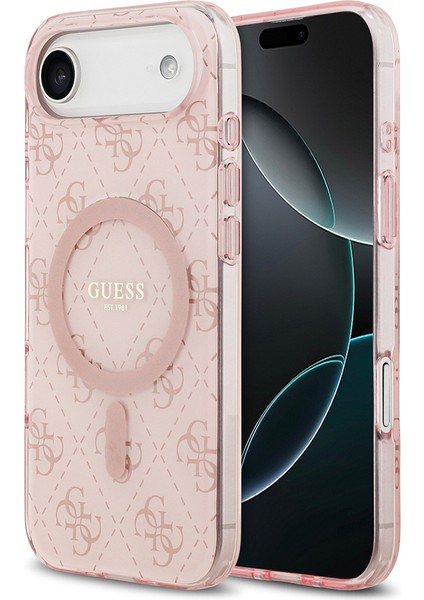 iPhone 17 Air Uyumlu Kılıf Guess Lisanslı M-Safeli Iml Baskılı Klasik Logolu 4g Desenli Kapak Pembe