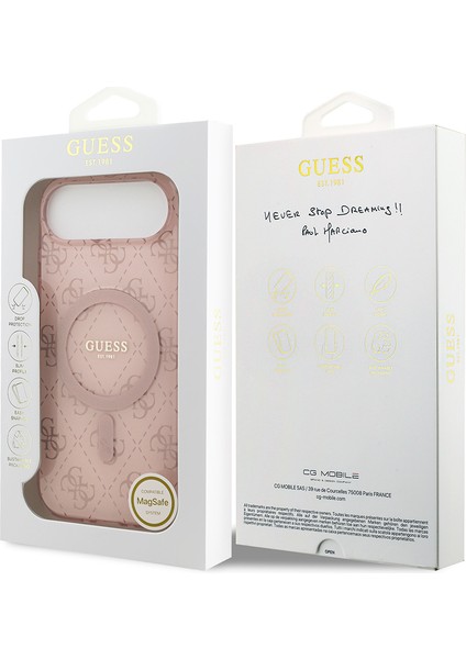 iPhone 17 Air Uyumlu Kılıf Guess Lisanslı M-Safeli Iml Baskılı Klasik Logolu 4g Desenli Kapak Pembe