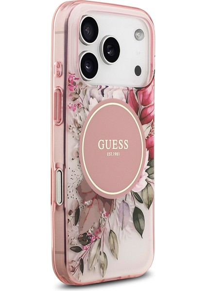 iPhone 17 Pro Max Uyumlu Kılıf Guess Lisanslı M-Safe Şarj Özellikli Flower Tonal Circle Kapak Pembe fırsatları